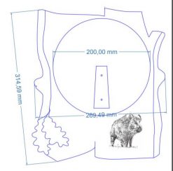 Vildsvineplade i skandinavisk stil med lasergraveret motiv mål