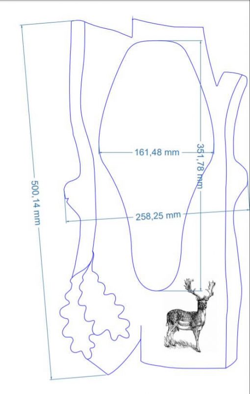 Hjorteplade til dåhjort i skandinavisk stil med lasergraveret motiv med mål
