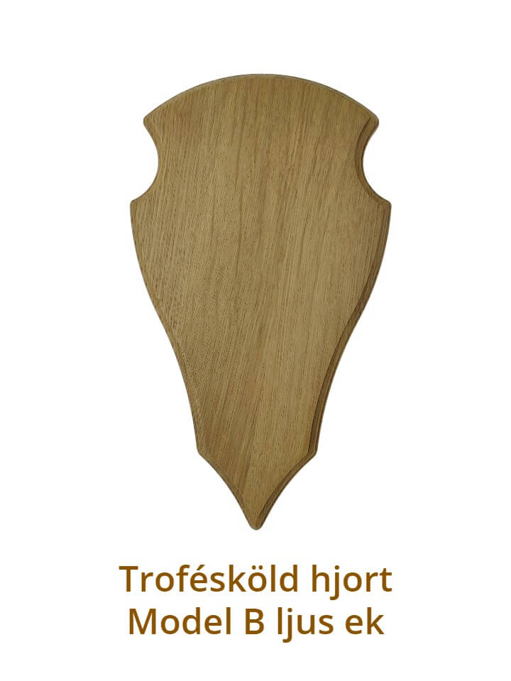 Trofésköld kronhjort dovhjort Model B ljus ek